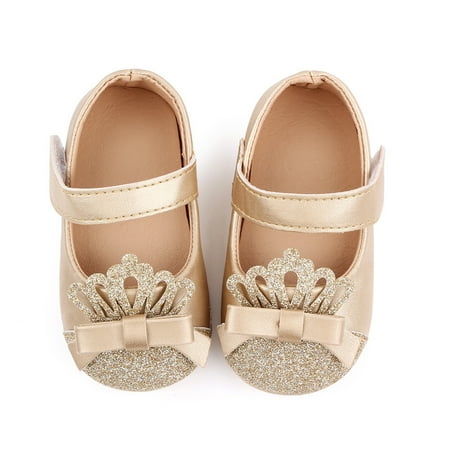 Herrnalise Newborn Toddler Kids Girls Crown Leather Shoe Soft First Walking Princess Shoe Toddler Shoes for Boys