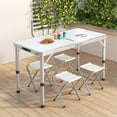 thumbnail image 2 of axGear Portable Camping Table Folding Picnic Desk Chair Aluminum Outdoor Dining Stools, 2 of 8