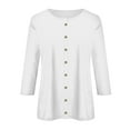 thumbnail image 4 of snilers 3/4 Sleeve Tops for Women Solid Color Button Down Henley Shirts Comfy Tunic Blouses Lightweight Winter Warm Outwear, 4 of 4