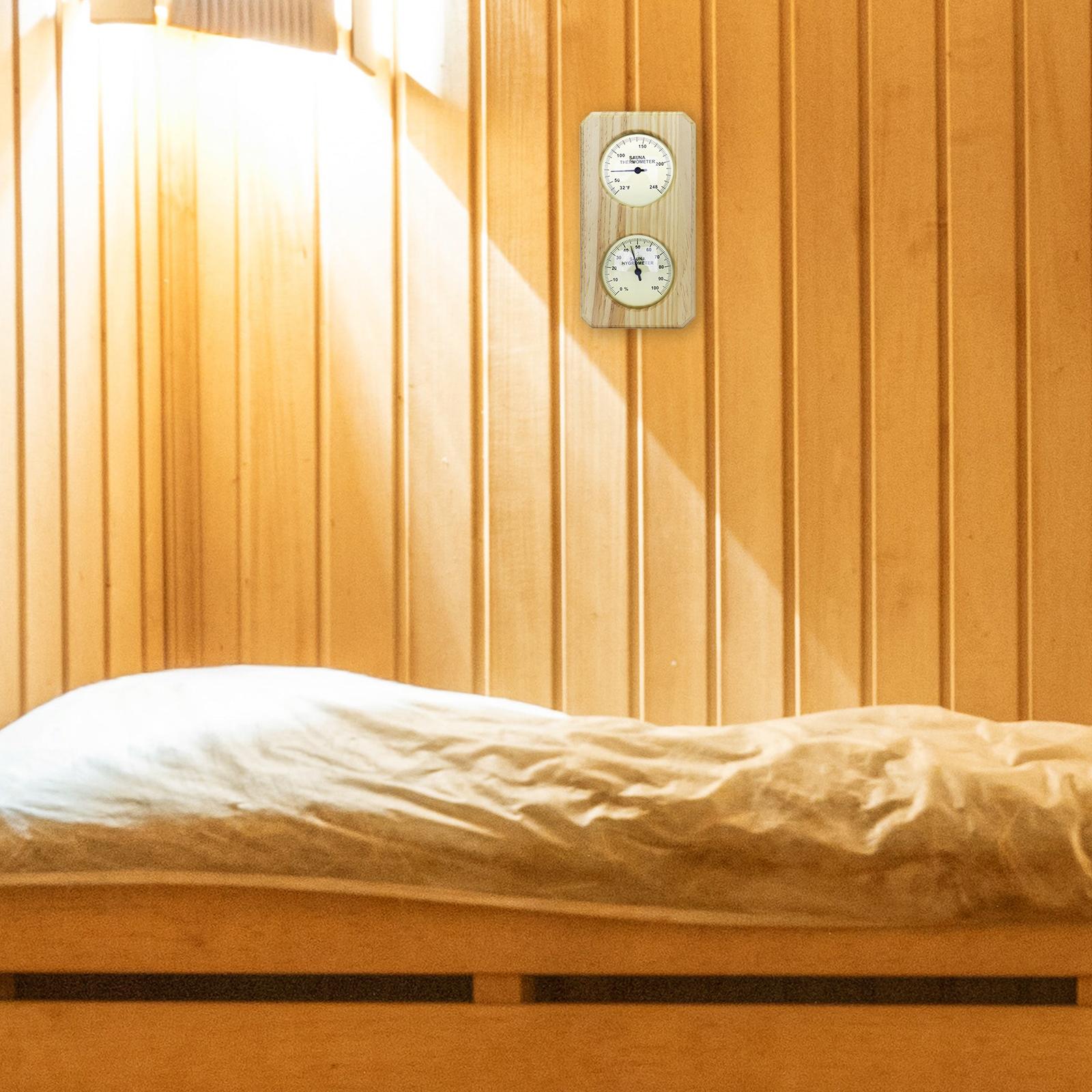 MAGIDEAL Sauna Hygrothermograph Wooden Thermometer Hygrometer for Hotel Indoor Office