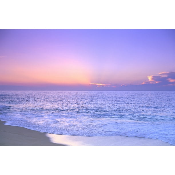 Lavender Sky With Hues Of Pink And Yellow Shoreline Water To Ocean C1699 Posterprint Walmart Com Walmart Com