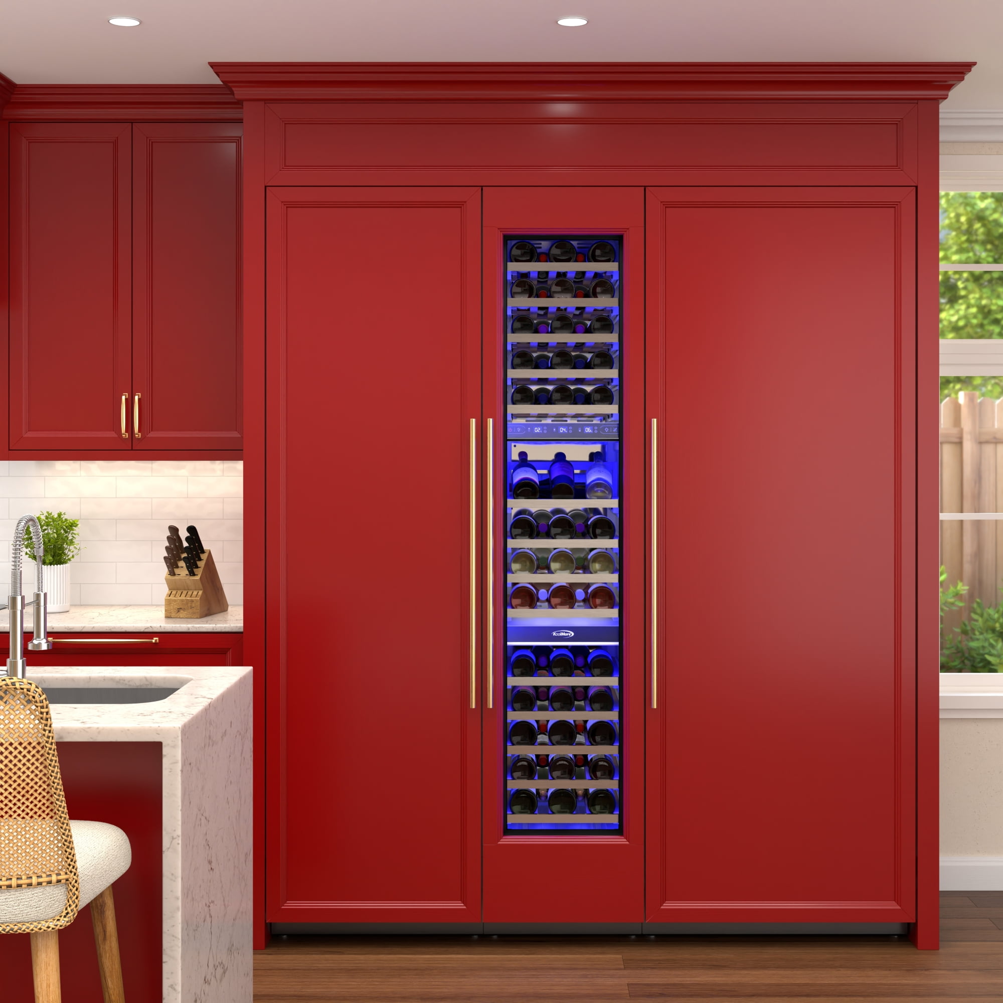 KoolMore Reserve 18 in. 68-Bottle Panel Ready Premium Column Wine Cooler Refrigerator with 14 Shelves (KM-PRC-W18)