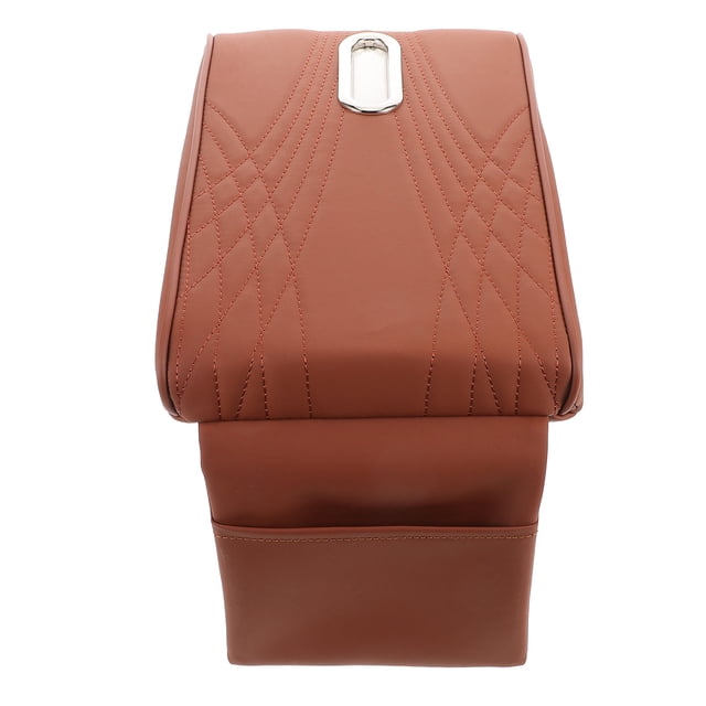 unbranded Cojín Para Consola Central De Con Soporte Para Pañuelos Cuero PU Marrón Acolchado Universal