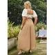 thumbnail image 5 of Pantalones Casuales de Pierna con Abertura para Mujer, Pantalones de Playa Holgados Estilo Palazzo de Cintura Alta, Pantalones de Verano Estilo Bohemio con Bolsillos. Caqui L, 5 of 8