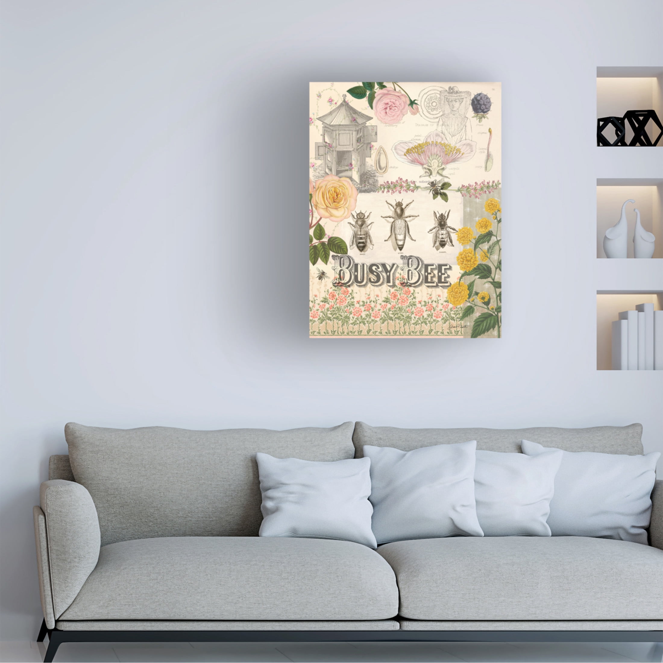 Canvas Wall Art - Jean Plout 'Busy Bee' Wall Art for Living Room, Bedroom, or Office Décor by Trademark Fine Art - 18 x 24 Inches