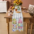 thumbnail image 2 of Easter Gnomes Table Runner 36 Inches, Spring Floral Eggs Flowers Butterflies Gray Plaid Bed Runner Dresser Scarves Tabletop for Indoor Outdoor Parties/Ceremony/Banquet, 13"x 36", 2 of 8