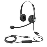 USB Headset with Microphone Mute Control for Business Skype Work from Home Call Center Office Video Conference Computer Laptop PC VOIP Softphone Telephone Headset Headphone