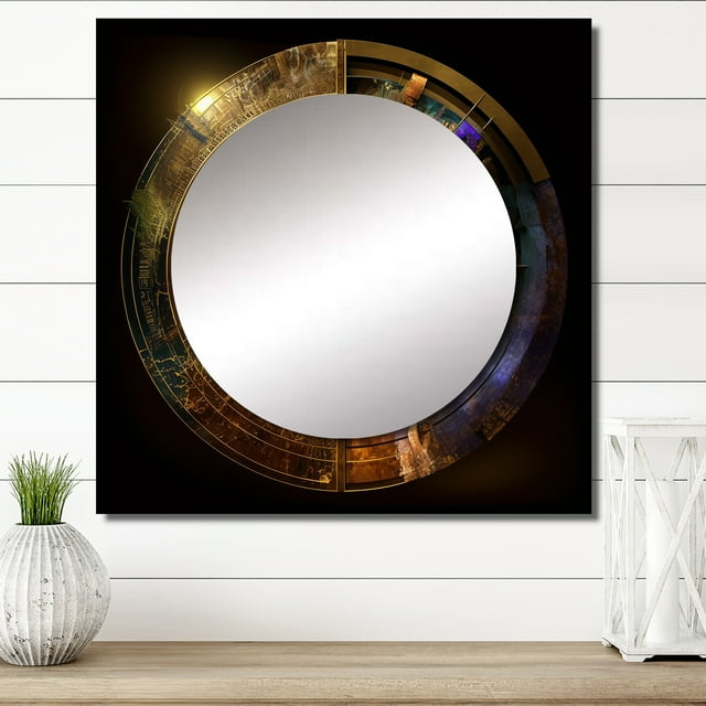 Designart "Celestial Equations Ancient Mapping III" Astrology Square Mirror For Wall Decor - Large Gold Square Mirror Printed Wall Decor - Modern Square Living Room Mirror