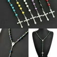 thumbnail image 5 of K-KED Vintage Crucifix Jesus Cross Rosary Beads Chain Virgin Mary Pendant Necklace US.-White, 5 of 9