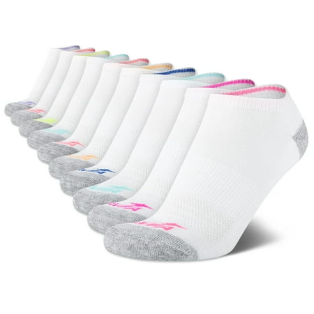 

Avia Girls’ Socks - 10 Pack Athletic Low Cut No Show Cushioned Liners Size Medium/Shoe Size: 10.5-4 Pure White