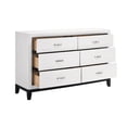 thumbnail image 2 of Benjara Ameya 58 Inch Wide Dresser, 6 Drawers Chrome, White Melamine, Black, 2 of 6