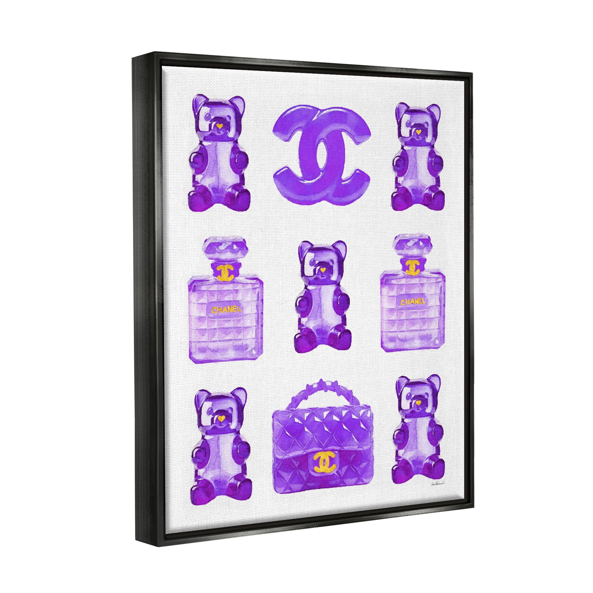Stupell Industries Purple Glam Gummy Candy Beauty & Fashion Painting Black Floater Framed Canvas Art Print Wall Art, 17 x 21