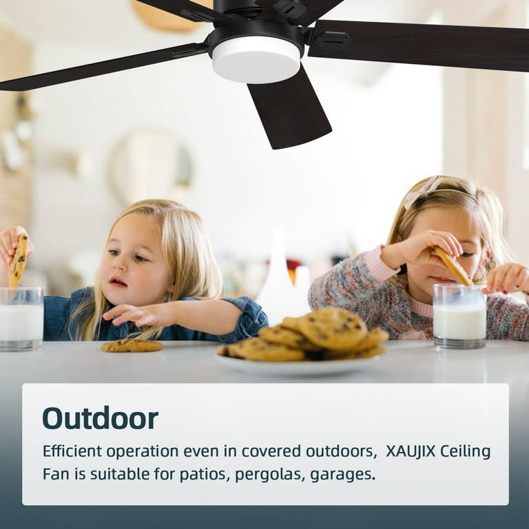 XAUJIX 52 inch Black Ceiling Fans with Lights, Remote, 6