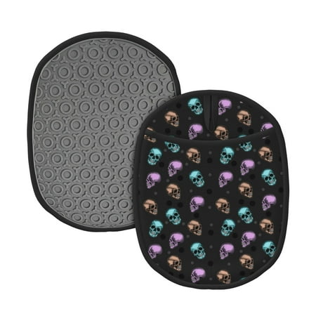 

Sikiie purple cyan brown Skull Silicone Pot Holders Oven Mitts Heat Resistant Hot Pads Non Slip Pot Holder for Kitchen Baking and Cooking 9.4 x 7.5 Inches