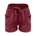 thumbnail image 7 of Linen Shorts for Women 7 Inch Inseam Drawstring Short High Waisted Lightweight Short Beach Vacation Outfits Pockets, 7 of 7