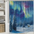 thumbnail image 6 of Orinice Aurora Borealis Polar Bear Trees Bathroom Decor Set with Hooks, Colorful Graphic Print Polyester Fabric Shower Curtain Set, Washable 60x72, 6 of 7