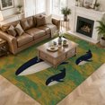 thumbnail image 3 of Area Rugs 5'x7', Green Yellow Whale Carpet Runner Indoor Outdoor Rugs Home Decor Aesthetic, Modern Abstract Art Oil Painting Non Slip Mats Washable Accent Rug for Living Room Bedroom, 3 of 8