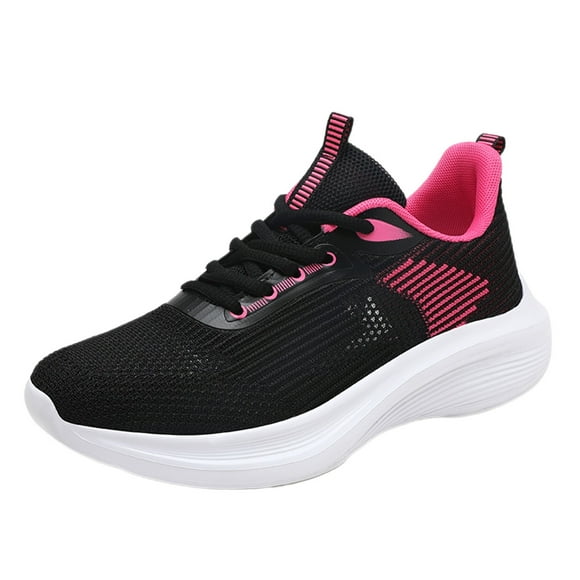 WEAIXIMIUNG Platform Sneakers for Women Black Leather Ladies Shoes Fashion Sneakers Flat Breathable Thin Mesh Running Sneakers