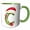 Green/White, variant on 3drose, Cute Christmas Decorated Green Bubble Monogram Initial C, 15oz Two-tone Red Mug