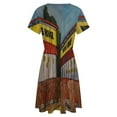 thumbnail image 5 of Waffle House Dress Fashion Beach Short Sleeve Dresses Female Party Printed Sundress, 5 of 7