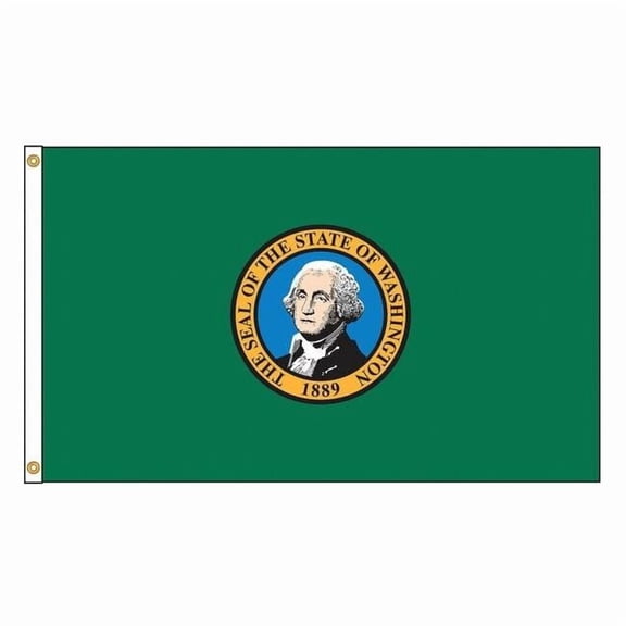 Nylglo Washington State Flag, 4 ft.H x 6 ft.W, Indoor, Outdoor Nylon 145770