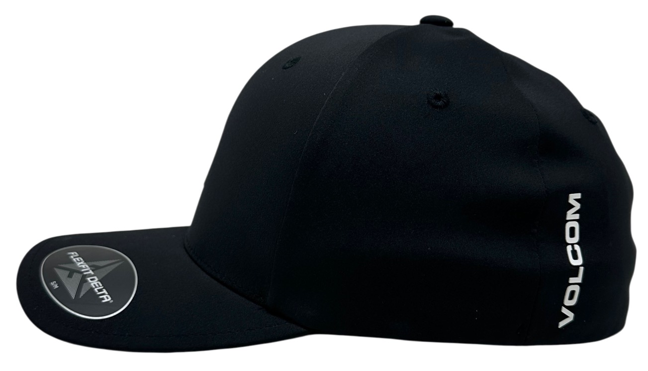 Volcom Men's Hat Quarter Tech Delta FlexFit Cap (Small/Medium, Black)
