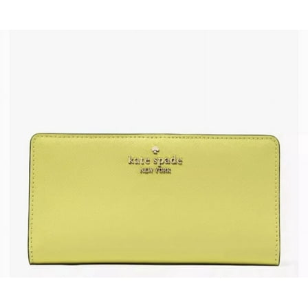 Kate Spade New York Leather Madison Large Slim Bifold Wallet In Lime Slice