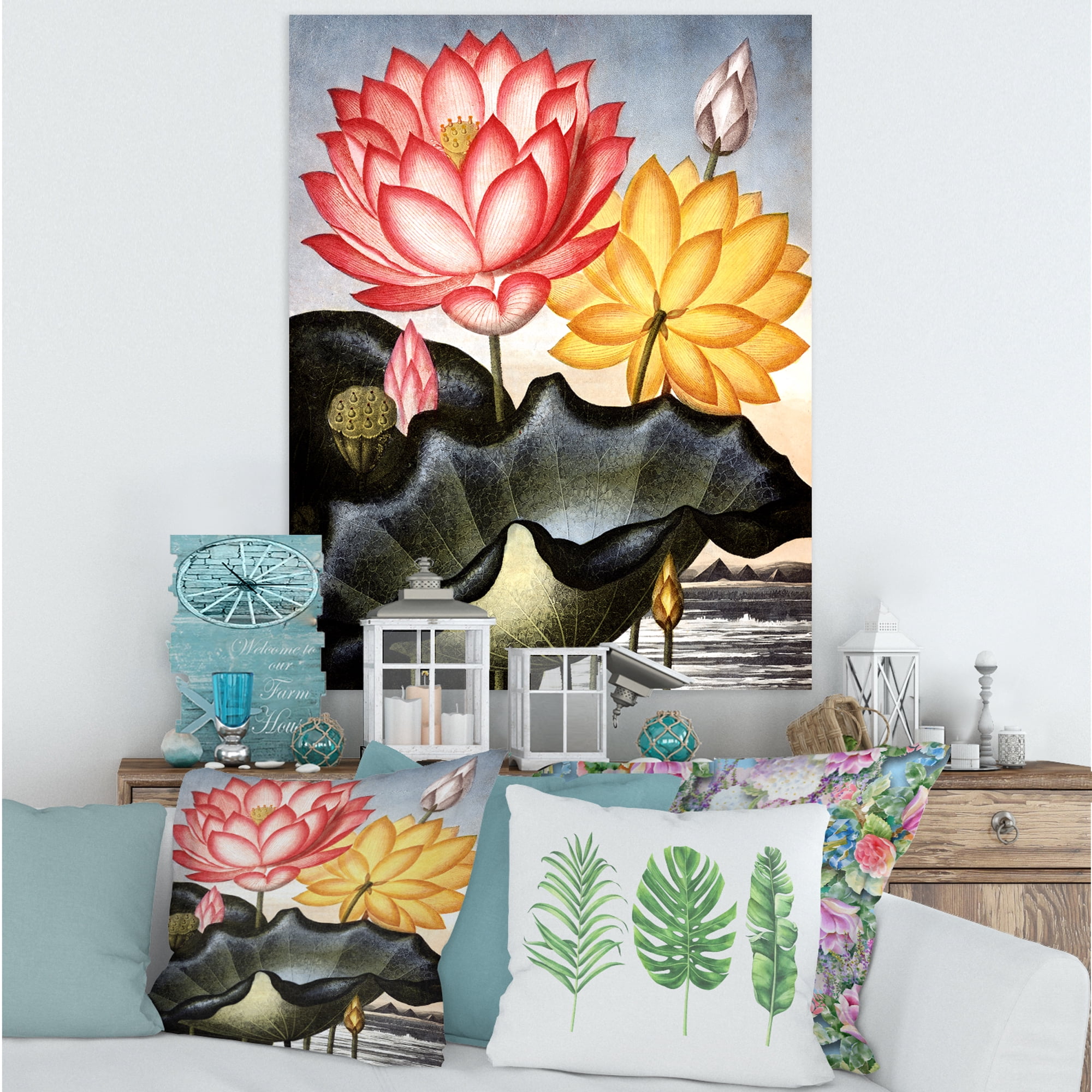 Designart ' Ancient Flowers II ' Traditional Canvas Wall Art Print