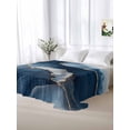 thumbnail image 5 of Navy Blue Marble King Size Flat Sheet, Wrinkleproof & Fadeproof Cooling Flat Bed Sheet Only, Modern Ink Painted Artwork Breathable Soft Bedding Top Sheets 105 x 98 Inches, 5 of 8