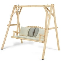 Topbuy Porch Swing Wooden Swing Rustic Frame Patio Furniture