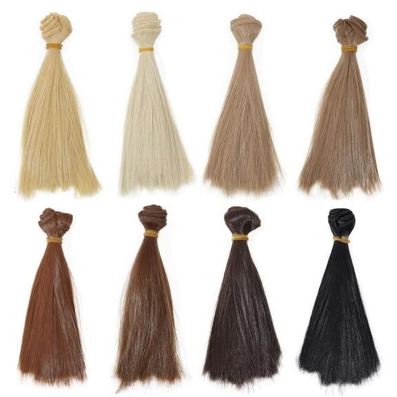 1 Set 8Pcs 8 Colors Doll Straight Wigs 6inch Long Doll Hair Extension Doll Making Arts Supplies DIY Doll Hair Crafts Long Nature Mohair Doll Wigs Hair Wigs Doll Accessories