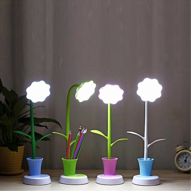 LED Sunflower Desk Lamp Kids Eye-care Reading Lamps - USB Rechargeable Dimming Table Night Light, Touch Control with Pen Holder