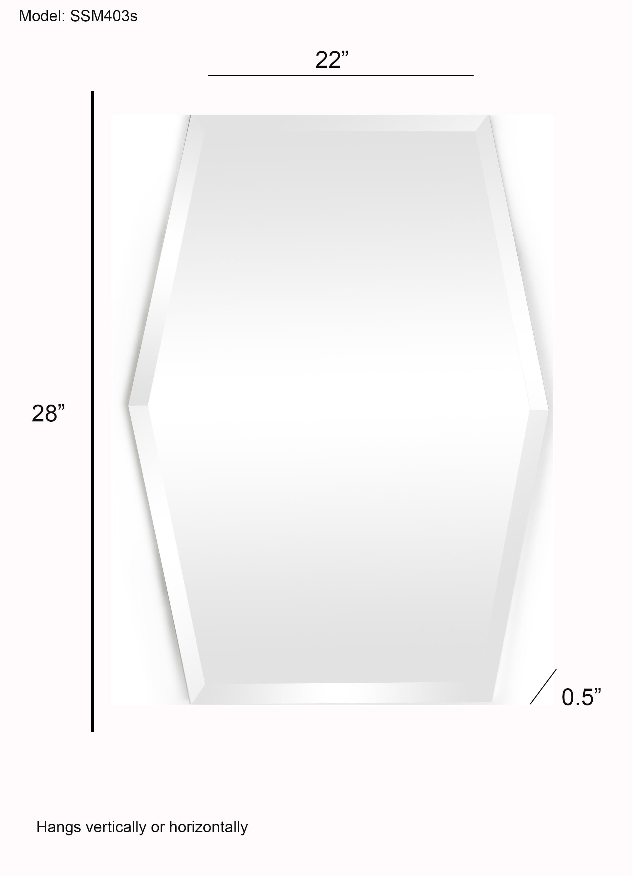 Decor Wonderland 22 in. x 28 in. Hexagon Beveled Century Modern Bathroom Mirror with Dual Mounting Brackets
