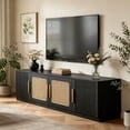 thumbnail image 2 of Fnova 70.9" Modern TV Stand with 6-Tier Storage, Wood Rattan Media Console for TVs Up to 80 Inches, Living Room Entertainment Center, Large TV Cabinet with Shelves for Bedroom/Entryway, 2 of 25