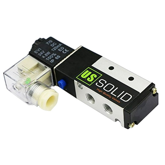 U.S. Solid 1/4" NPT Electric Pneumatic Solenoid Valve DC 24V 5 Way 2 Position Normally Closed