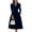 Navy, variant on Elegant Solid Color Waist Cinching Sexy V-neck Dress Autumn Winter Women's Clothing New Long Sleeved Dress Pockets Ropa Mujer