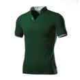 thumbnail image 1 of CEHVOM Mode Hommes Décontracté Uni Manches Courtes Col Rabattu T-Shirt Blouse Hauts, 1 of 5