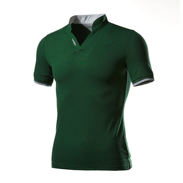 CEHVOM Mode Hommes Décontracté Uni Manches Courtes Col Rabattu T-Shirt Blouse Hauts