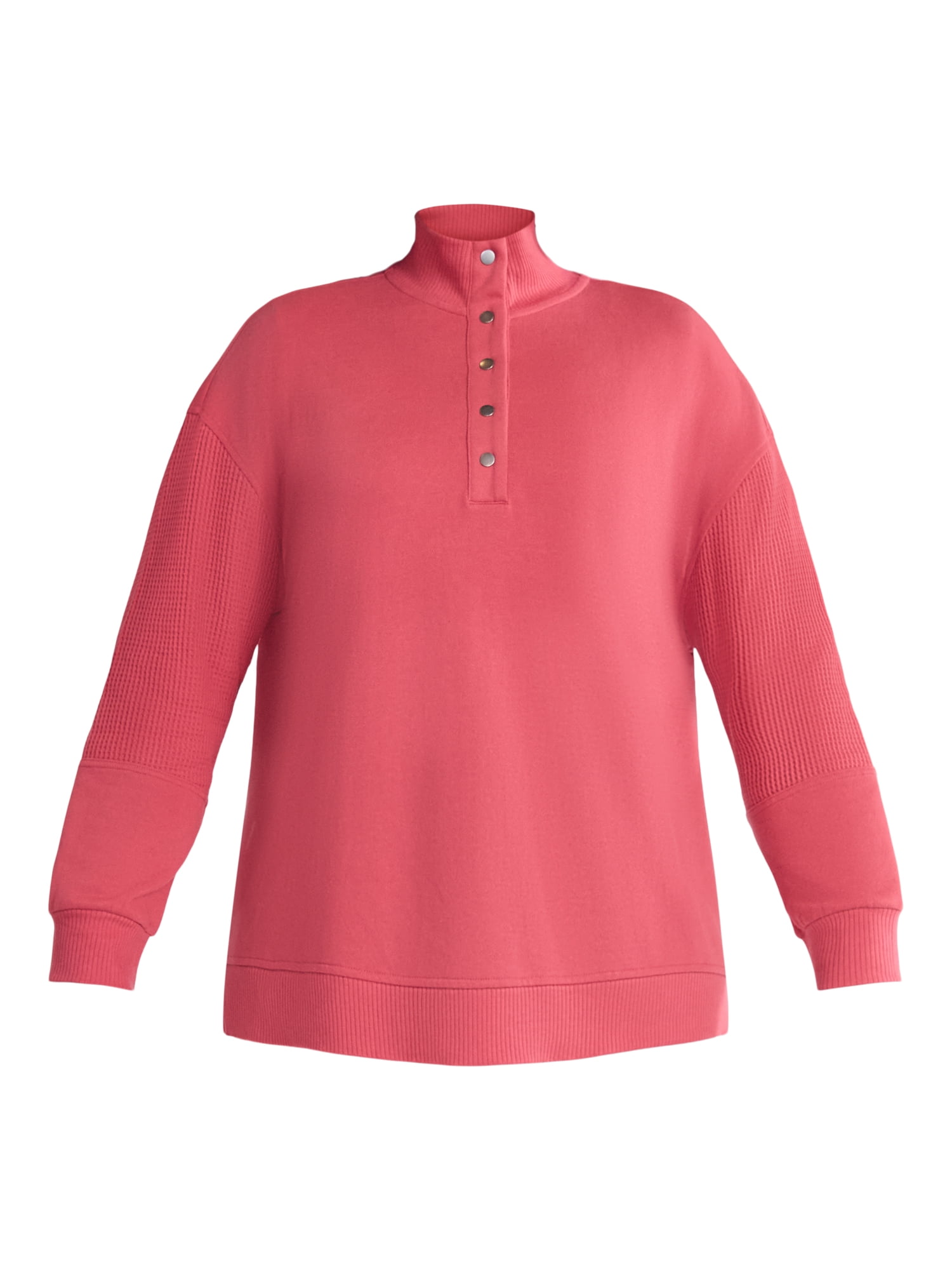 Terra & Sky Women’s Plus Mixed Media Snap Front, Sizes 0X-5X