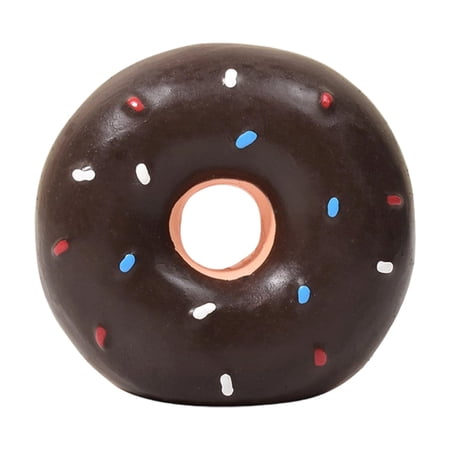 Moonsky Donut Squeaky Dog Toy Colorful Latex Interactive Chew Toy for Small Dogs and Puppies Boredom Relief Brown