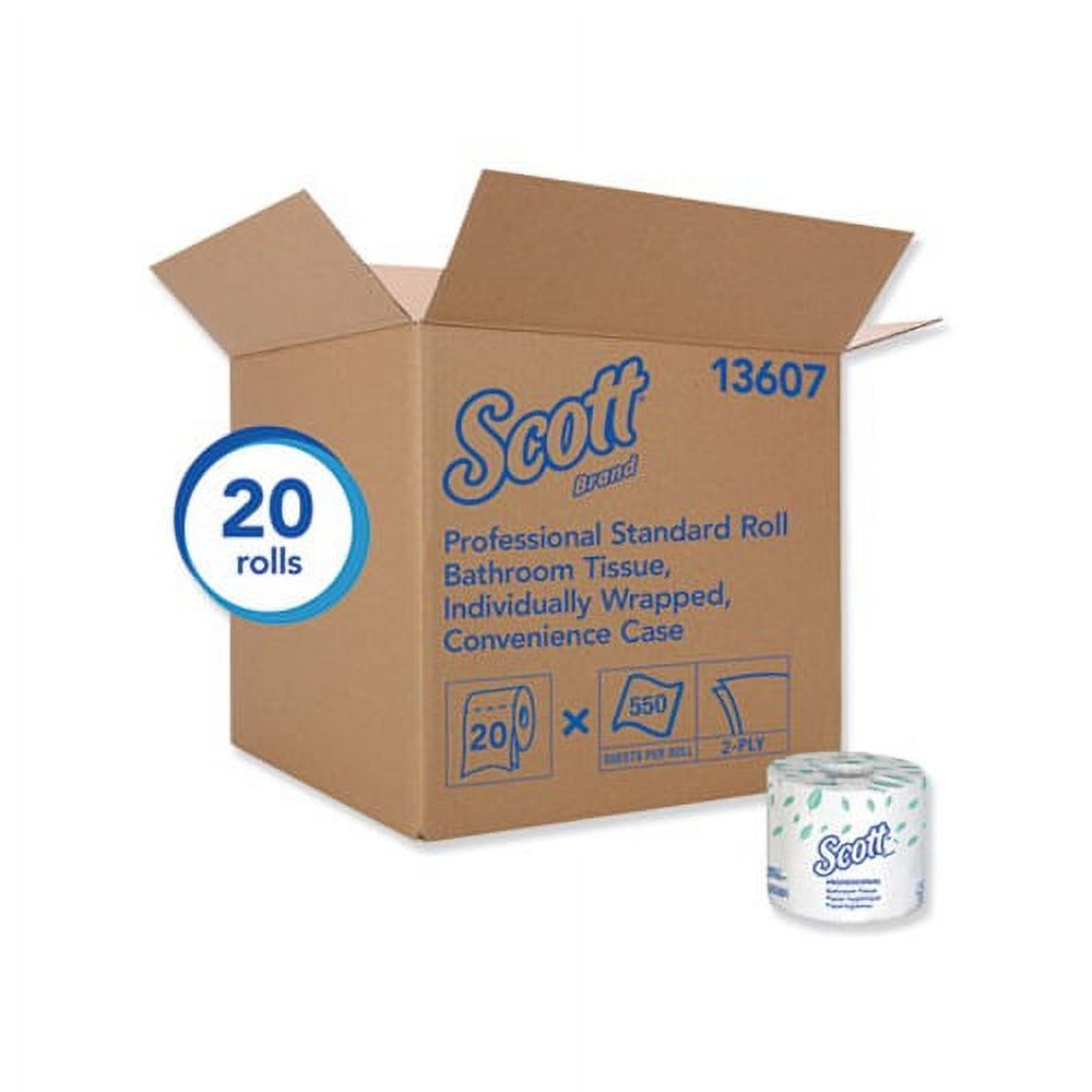 Scott Containers Essential Standard Roll Bathroom Paper Tissue Traditional, Septic Safe, 2 Ply, White, 550 Sheets/Roll, 20 Rolls/Carton - image 5 of 7