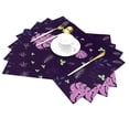 thumbnail image 2 of YFYANG Washable Heat-Resistant Placemats, 70% PVC/30% Polyester, Purple Leaf Pattern Kitchen Table Mat, 12" x 18" 4 Pcs, 2 of 6