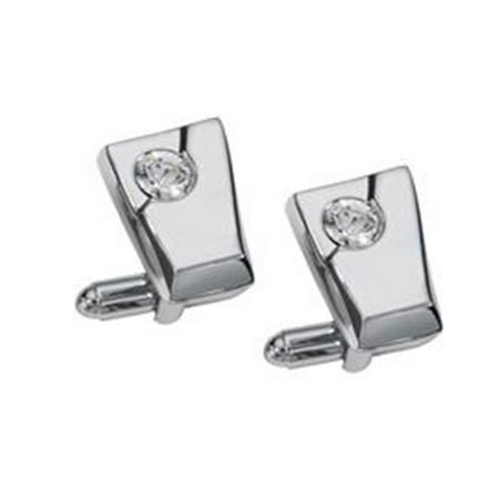 Visol VCUFF610 The Diamond Inlaid Crystal Chrome Plated Cufflinks