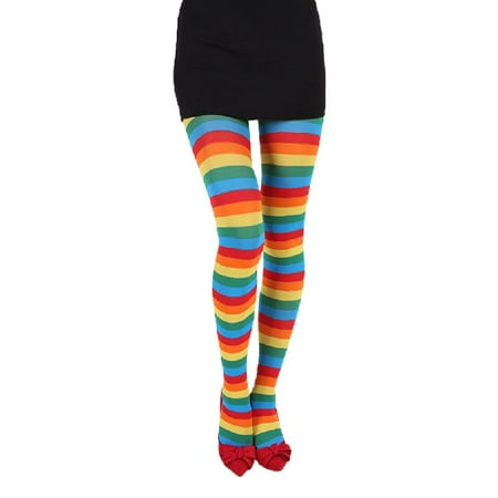 

HOMEIU Womens Wide Horizontal Contrast Stripe Tights Opaque Hosiery Pantyhose Stockings