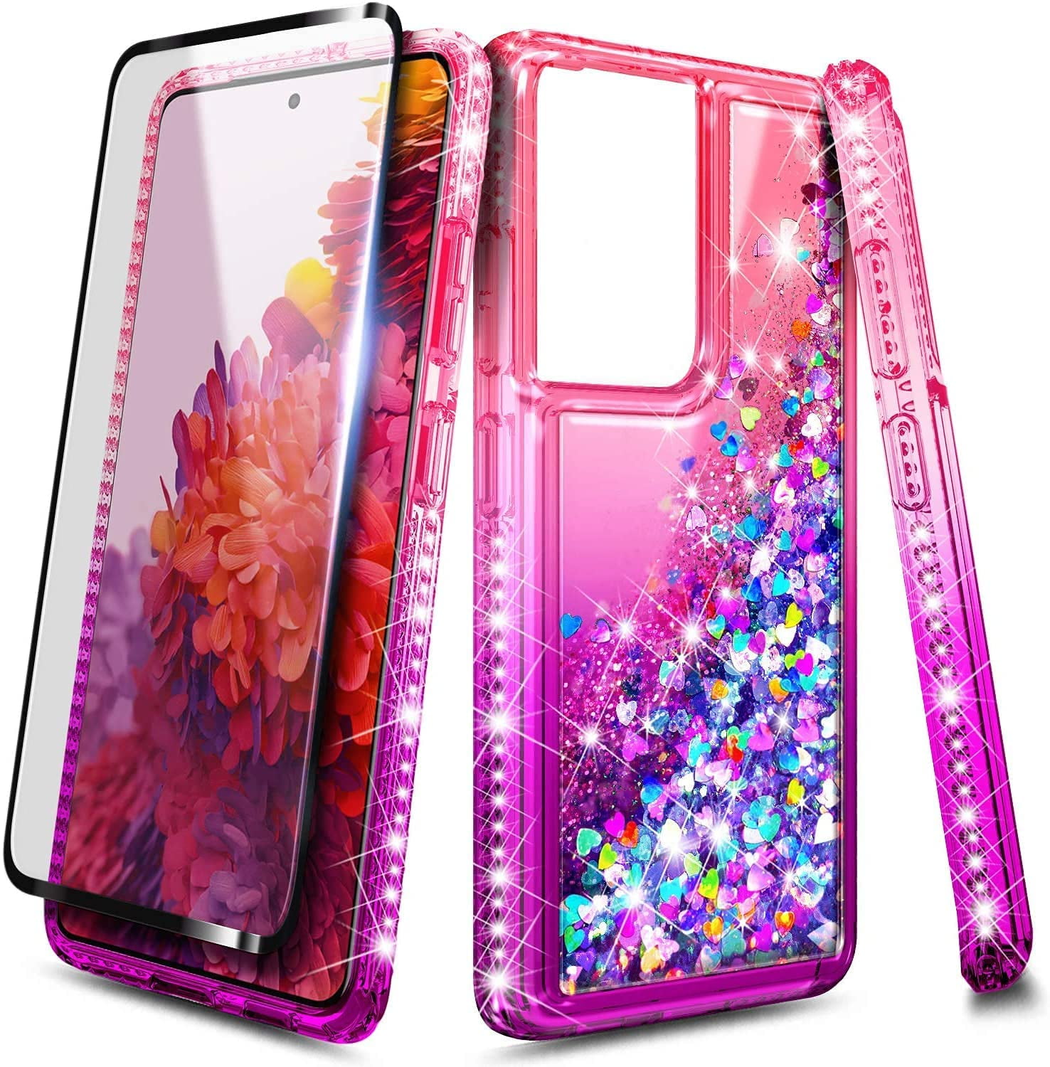 Girly Case For Samsung Galaxy S21 5g Glitter Case Pretty Cute Clear Shiny  Sparkle Bling Case For Girls Women Planet Stars Design Soft Tpu Shockproof  C