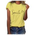 thumbnail image 1 of WEIYLL T-Shirt Femme Imprimé Floral Printemps Manches Courtes Jaune Tailles TTG, 1 of 3