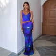 thumbnail image 6 of Maxi Skirt Set Floral Print Halter Top Maxi Skirt Going Out Outfits for Women Blue XS, 6 of 9