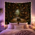 thumbnail image 2 of Library Situated Hollow with Interior Massive Ancient Tree, Mystical Fantasy for Space Lovers, Galaxy Room Decor, Graduation Gift, Tapestry Wall Hanging for Bedroom and Dorm, 2 of 7