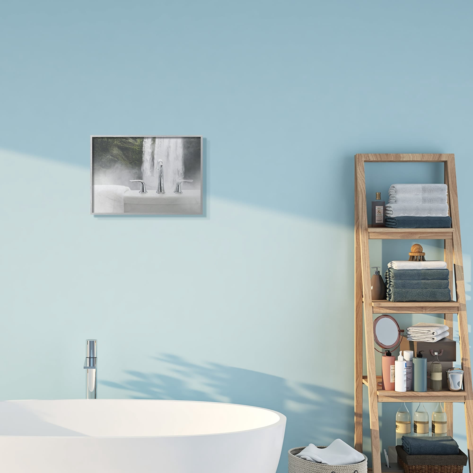 Stupell Industries Waterfall Bath Time Abstract Bathroom Photograph Framed Wall Art by Milli Villa, 11" x 14", Gray Framed