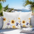 thumbnail image 4 of Pastoral Sunflowers Outdoor Pillow Covers Pack of 2 Leaves Plants Floral Watercolor Waterproof Throw Pillow Covers Decorative Cushion Cases for Patio Garden Tent Balcony Couch 20x20 inch, 4 of 8